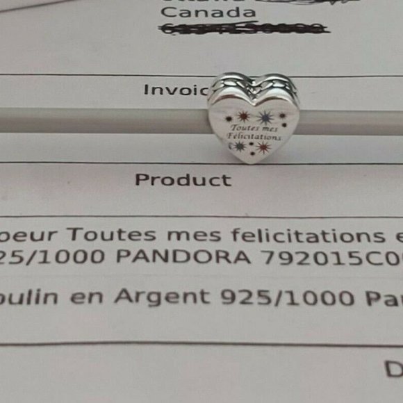 PANDORA *FRANCE EXCLUSIVE* “TOUTES MES FÉLICITATIONS CHARM (VERY RARE) - Picture 8 of 8